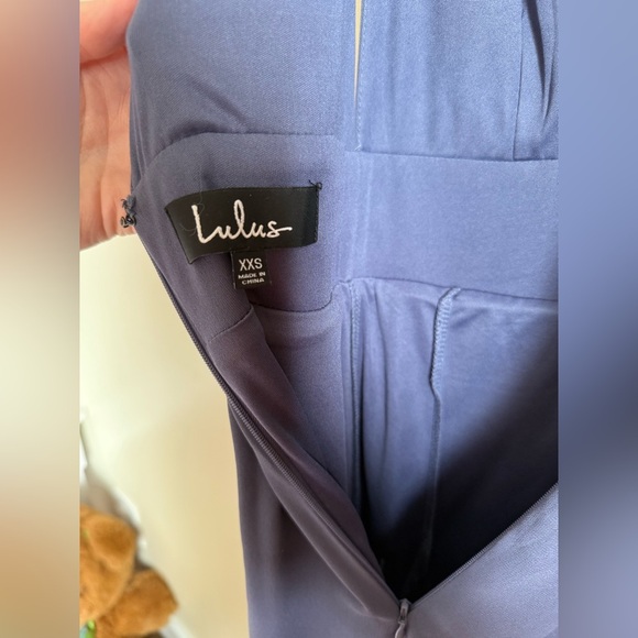 Lulus Maxi Dress Size XXS V-Neck Chiffon Gown Dusty Blue Gray Wedding Bridesmaid - Picture 8 of 16